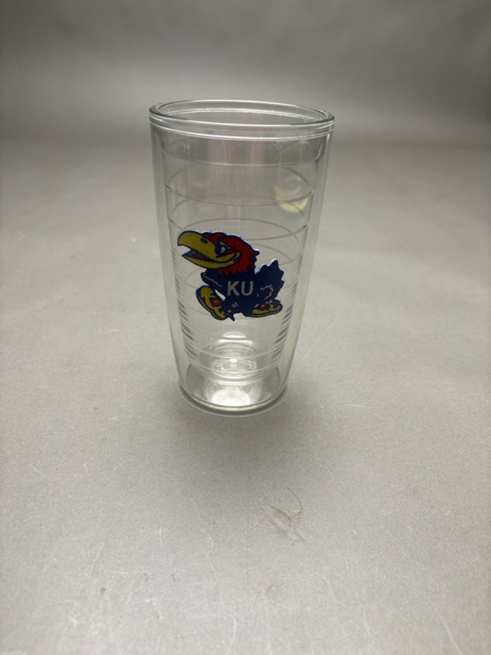 tervis Clear Tumbler with Red Blue Yellow Kansas University KU Jayhawks